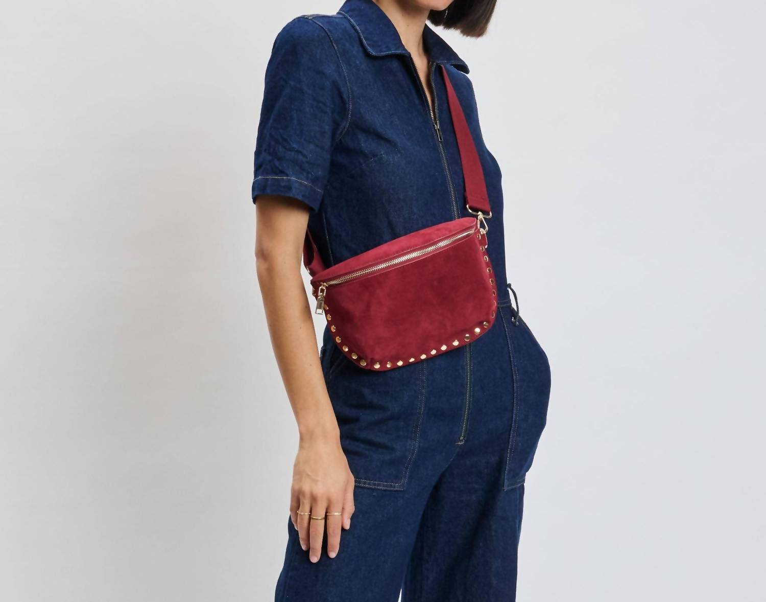 Moda Luxe Women's Gizelle Suede Belt Bag in wine - women's bag - view 4