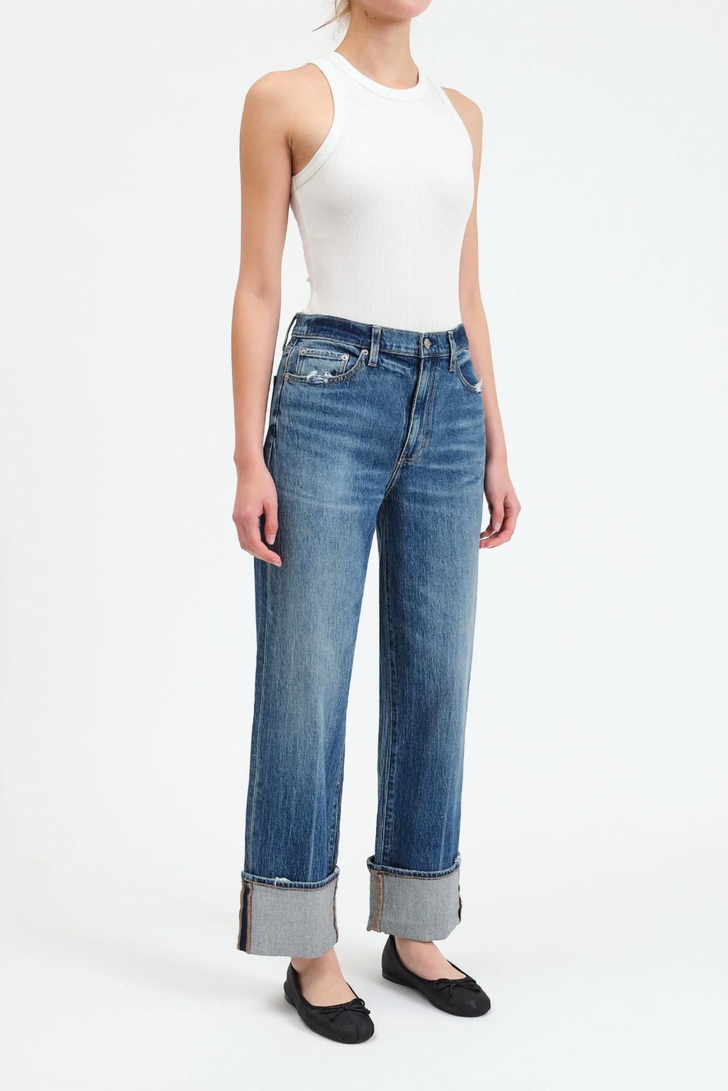 Daze - Eastside High Rise Loose Fit Cuff Denim