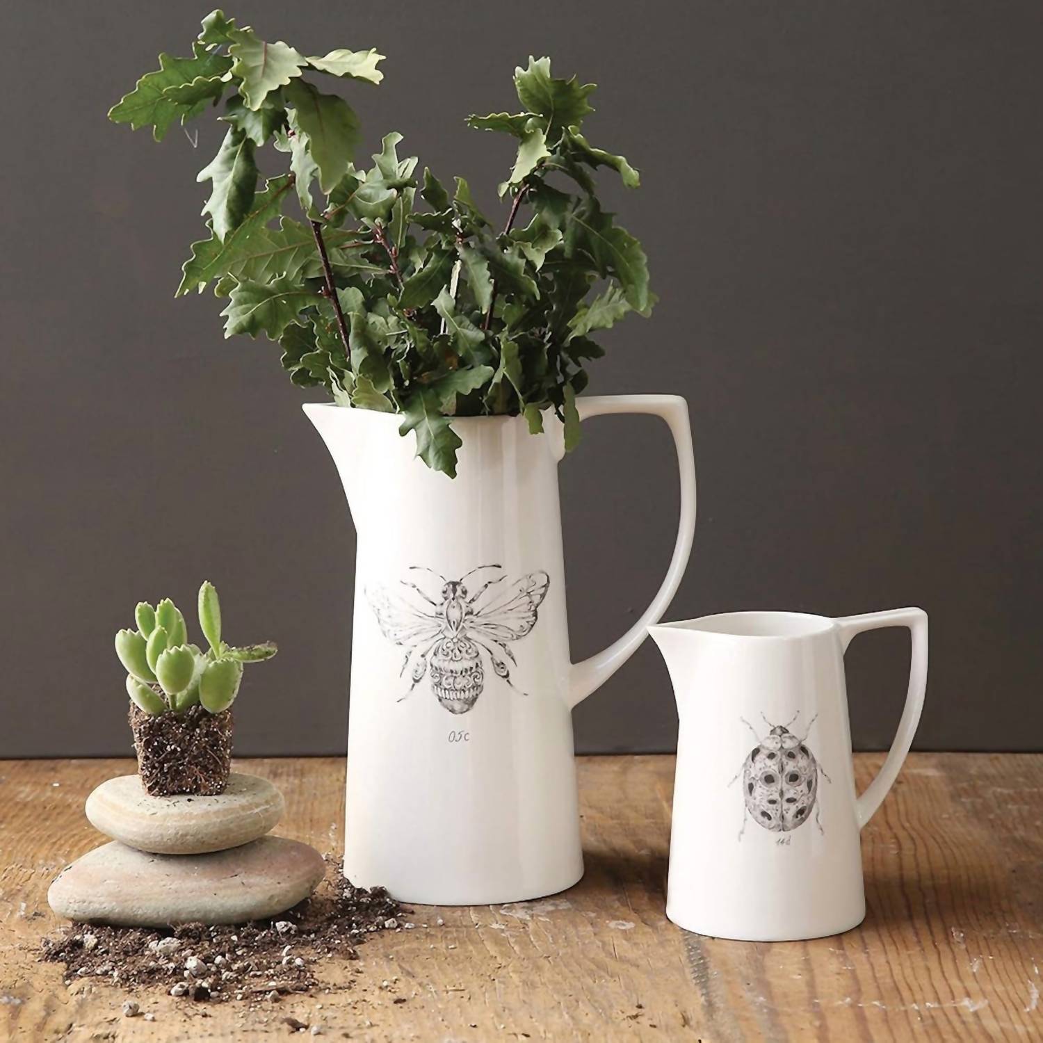 Creative Co-Op - Ceramic Pitcher With Bee