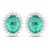 Diana M Jewels Women's Oval Natural Zambian Emerald Stud Earrings (2.66 Ct) - Signature in 14k white gold - women's jewelry