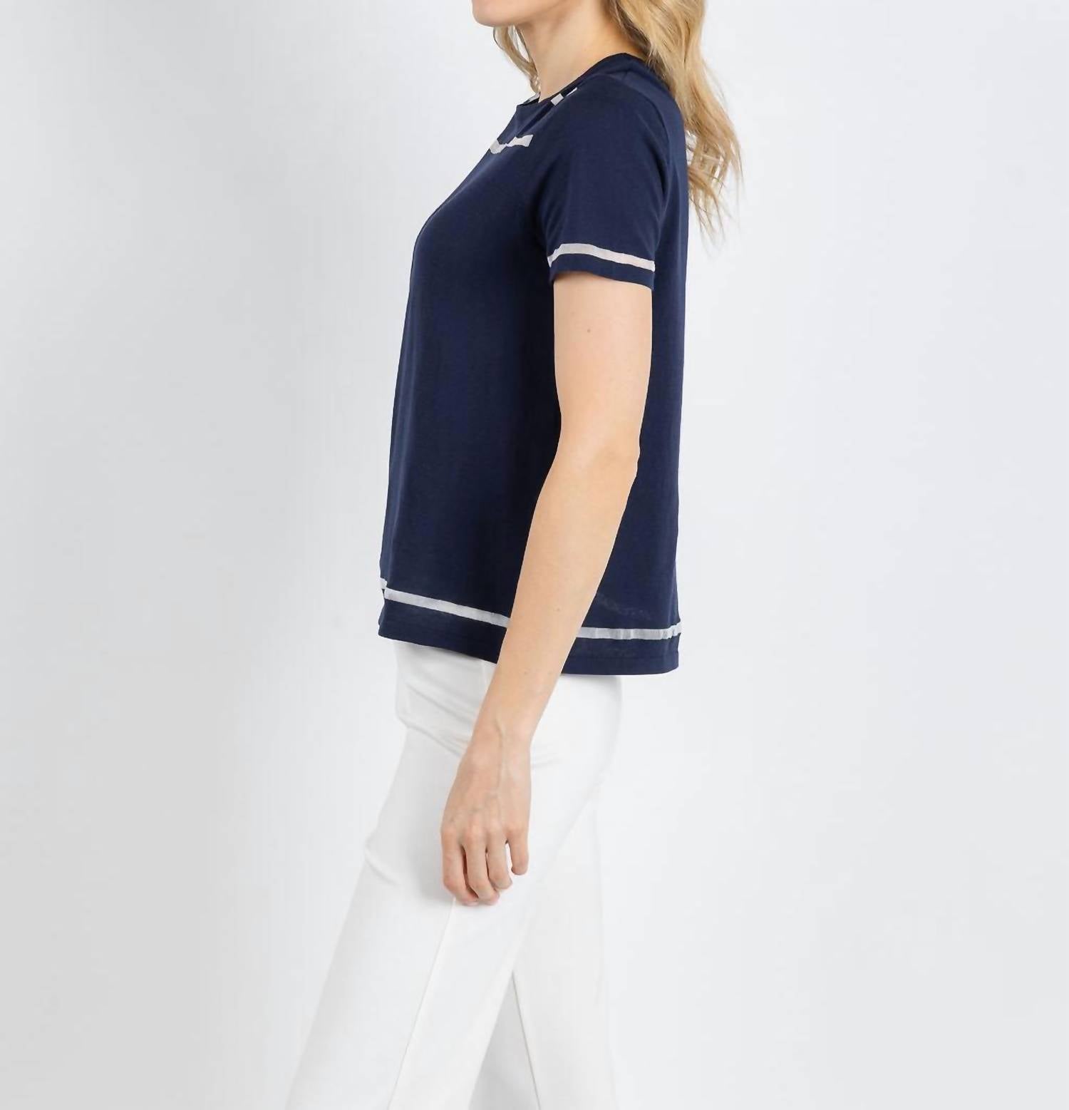 Peace Of Cloth - Sheer Stripe Short Sleeve Crew Top