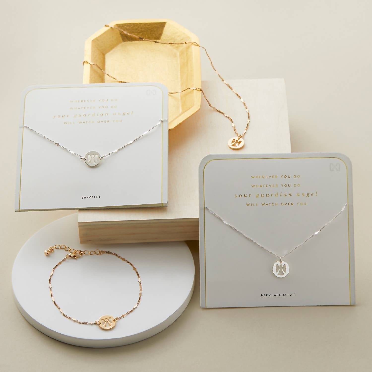 COCO + CARMEN Women's Guardian Angel Necklace in gold - women's jewelry - alternate view