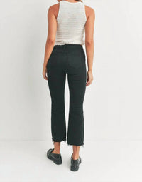 JUST BLACK DENIM High Rise Frayed Crop Flare Jeans in black - women's jeans - alternate view