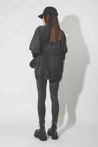 RAGDOLL LA R13 Denim Leggings in anthracite leopard - women's pants - detail view