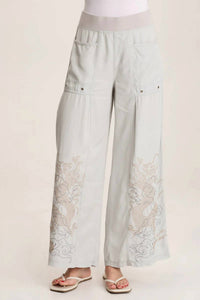 Xcvi - Phedora Twill Embroidered Wide Leg Pant