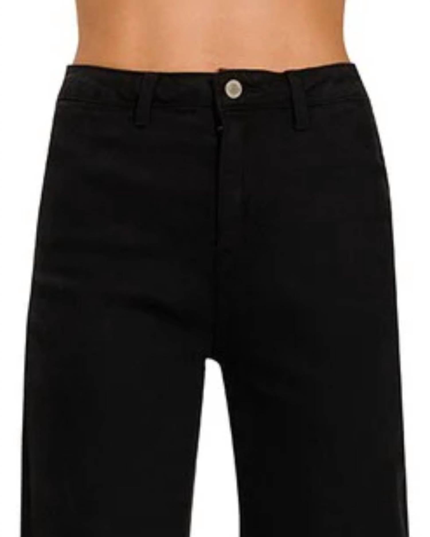 Zenana - Acid Wash Frayed Hem Cropped Straight Pants