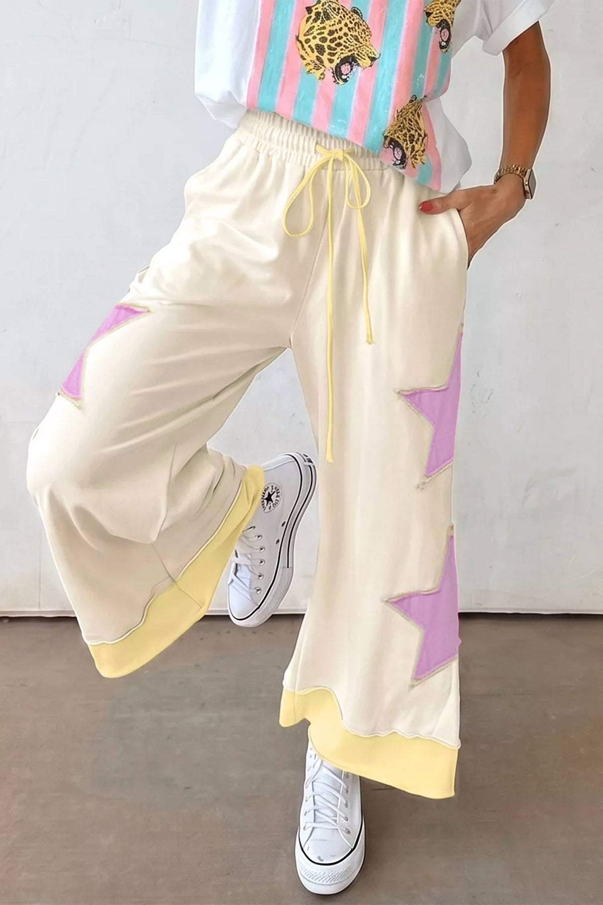 1 The Woman - Color Block Patchwork Star Pant