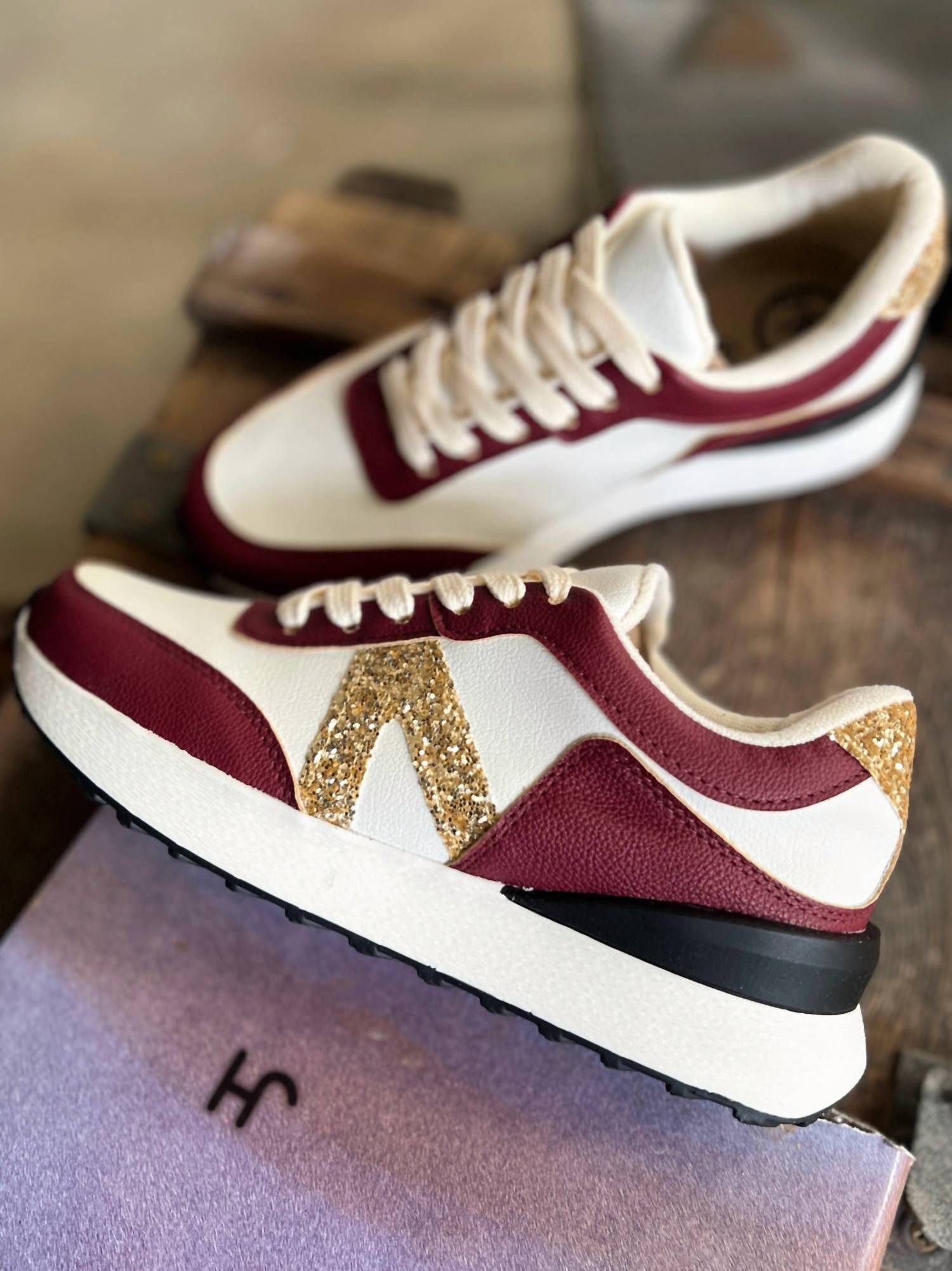 Maker's Women's Nova Glitter Sneakers in burgundy - women's sneaker - view 4