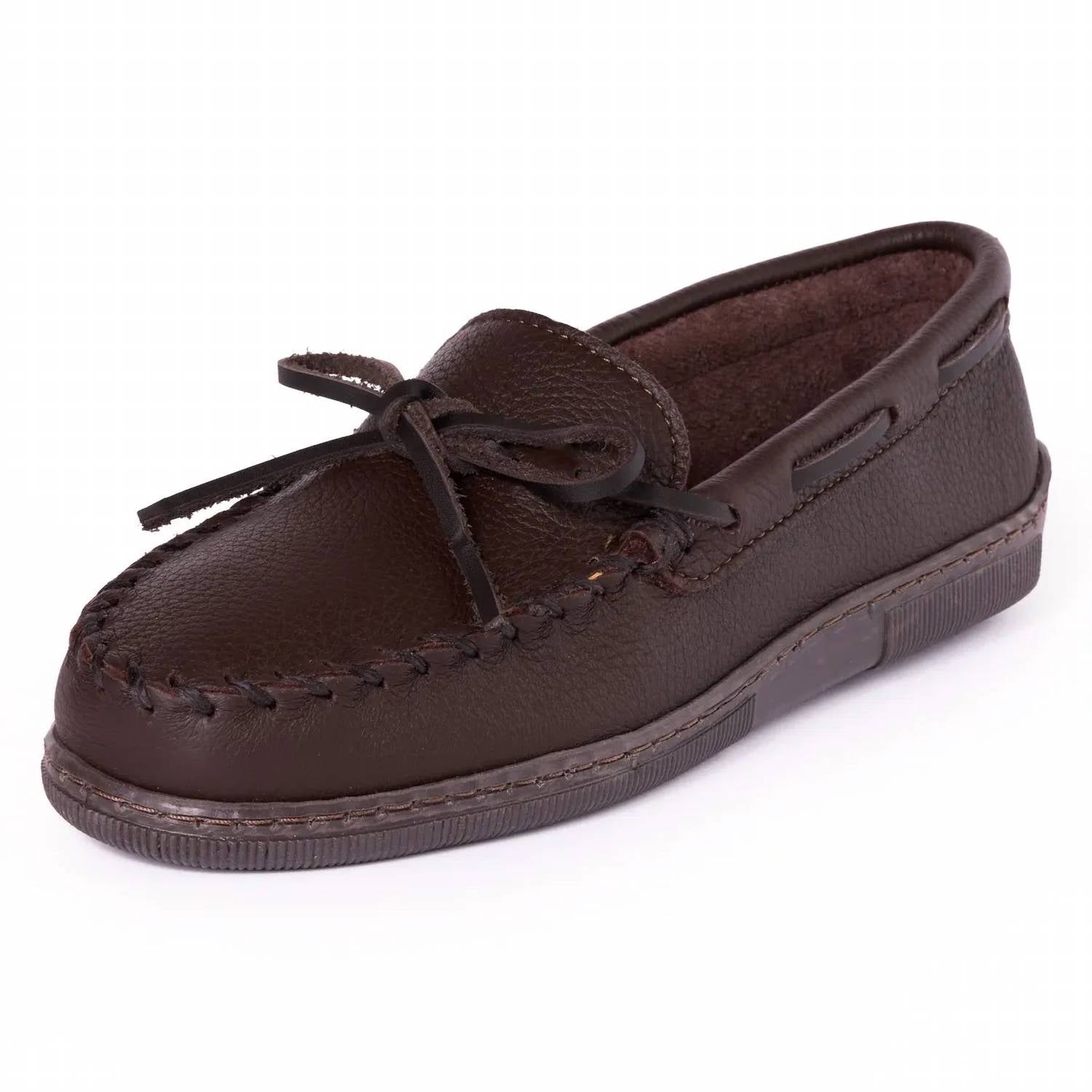 MINNETONKA Men's Moosehide Classic Moccasin Shoes in chocolate - men's loafer - alternate view