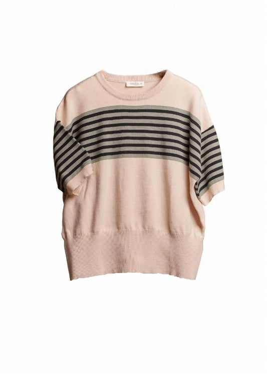 Mello - Women's Round Neck Multi Stripe Knit Top