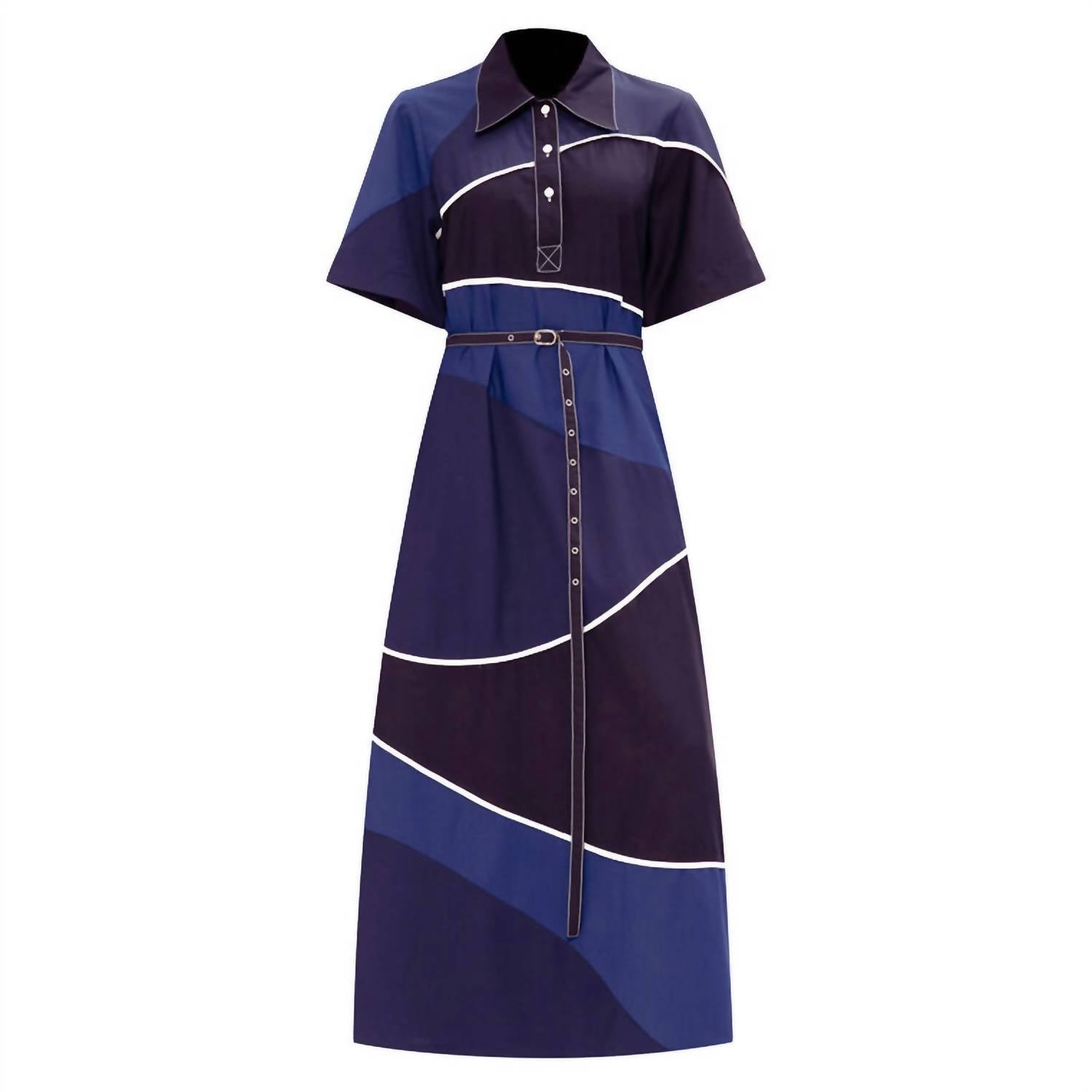 LOVEBIRDS Classic Colour-blocked dress in onyx midnight blue navy - women's dress - alternate view