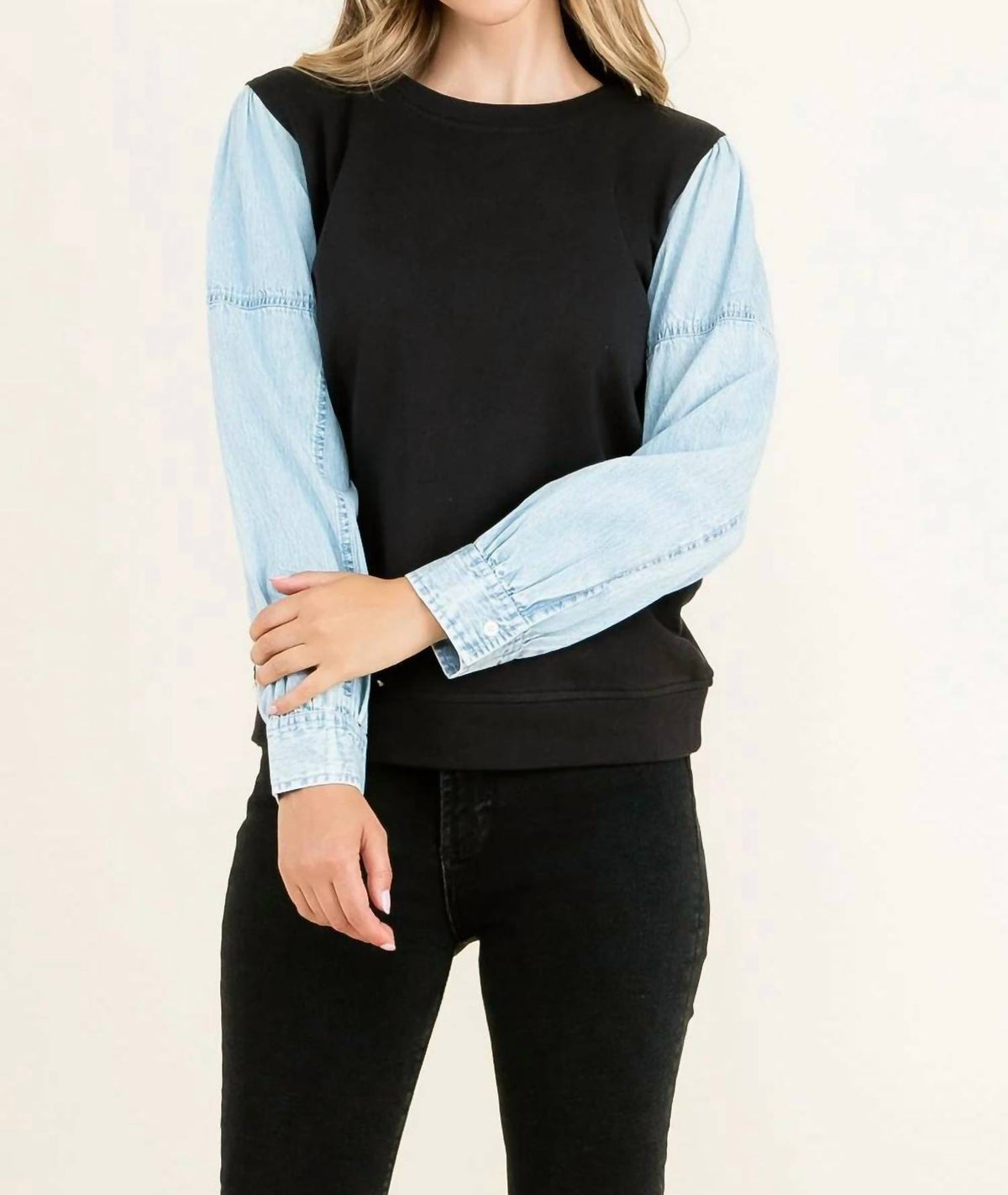 Thml - Knit Denim Sleeve Top