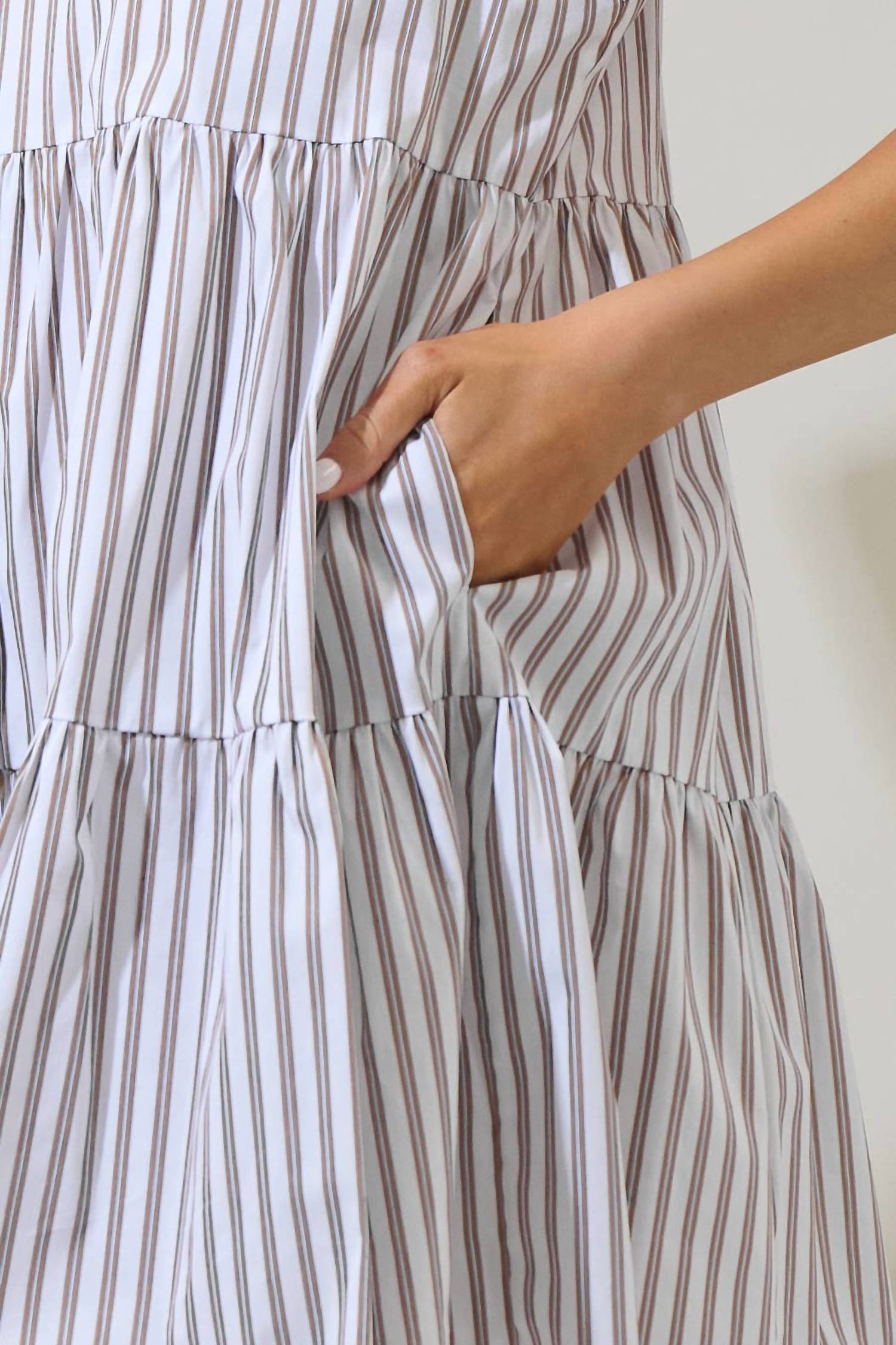Sugarlips - Parson Stripe Janelly Poplin Tiered Mini Dress