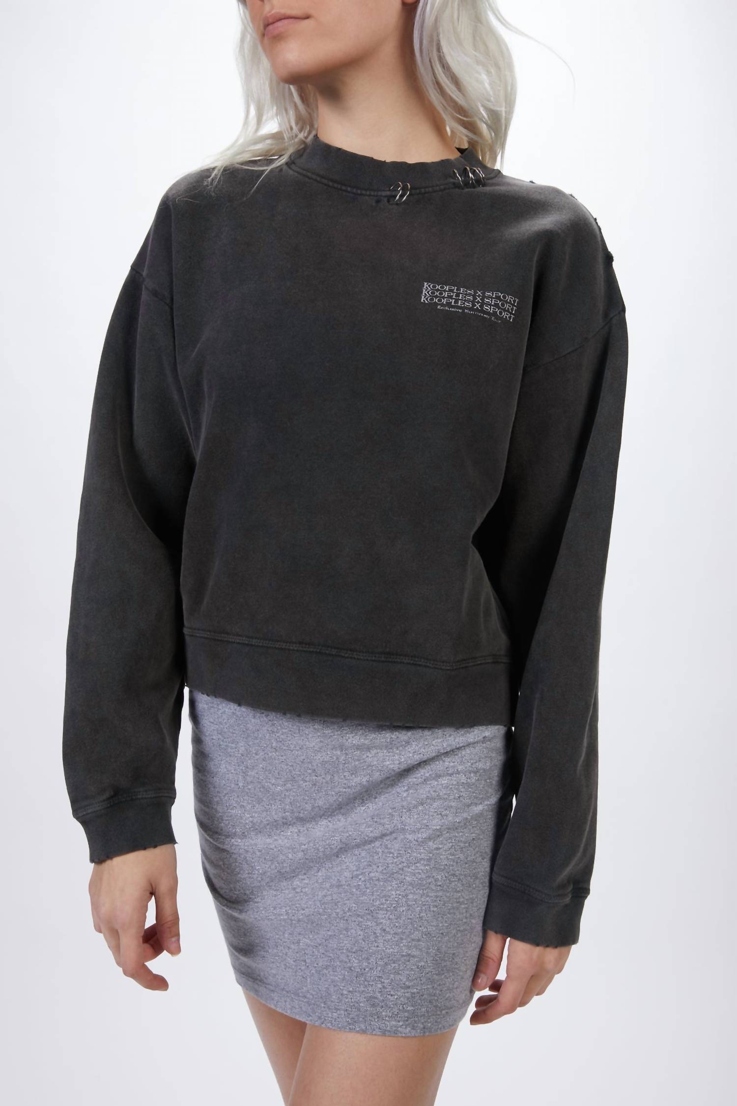 SWEATSHIRT WITH PRINT AND PIERCING