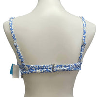 Draper James UPF 50+ Ruffled Bikini Swim Top ONLY in blue and white floral - women's swimwear - alternate view