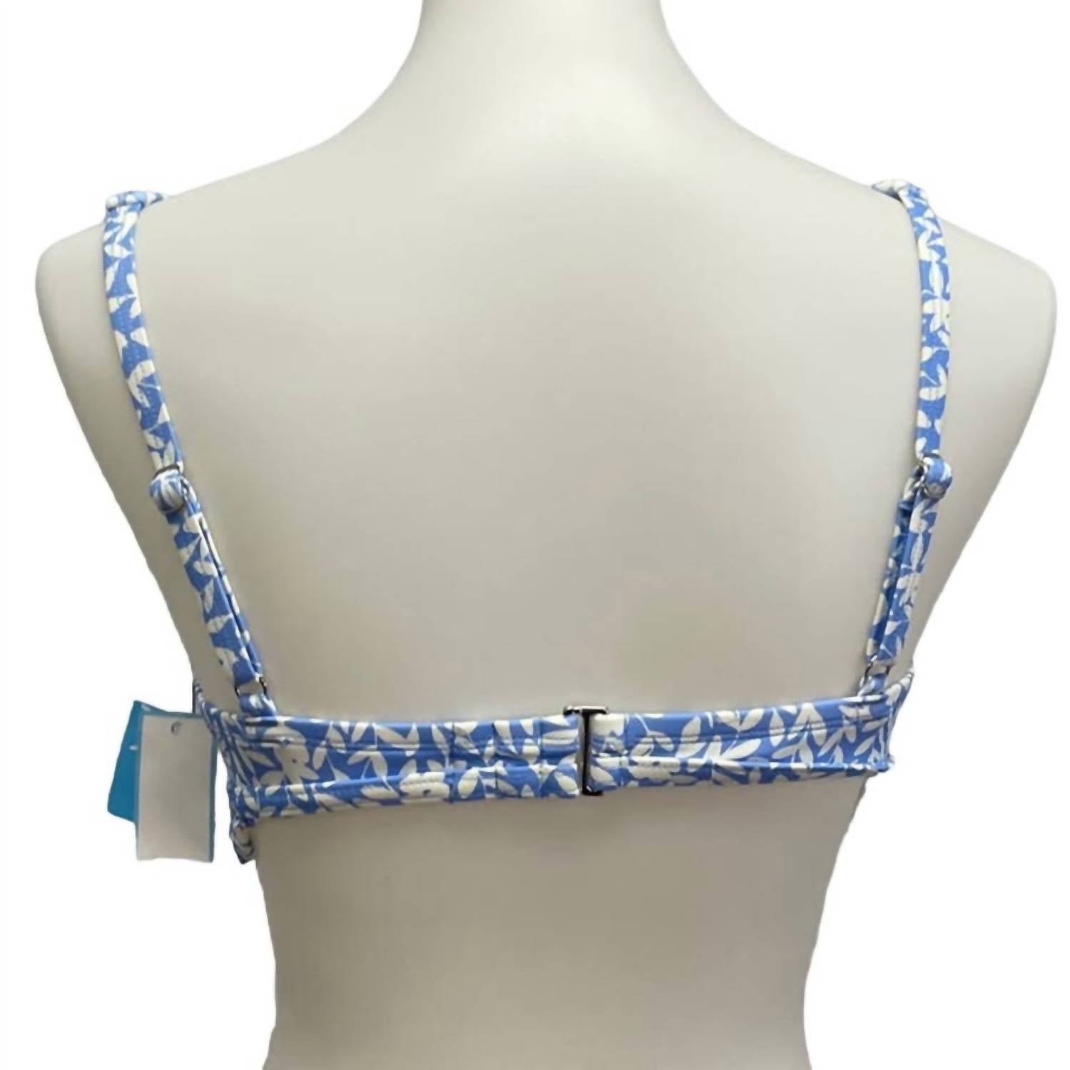 Draper James UPF 50+ Ruffled Bikini Swim Top ONLY in blue and white floral - women's swimwear - alternate view