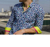 Eight X - Men's Skulls And Roses Button Down Print Shirt