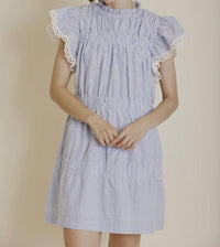 Aureum - Seersucker Lace Mini Dress
