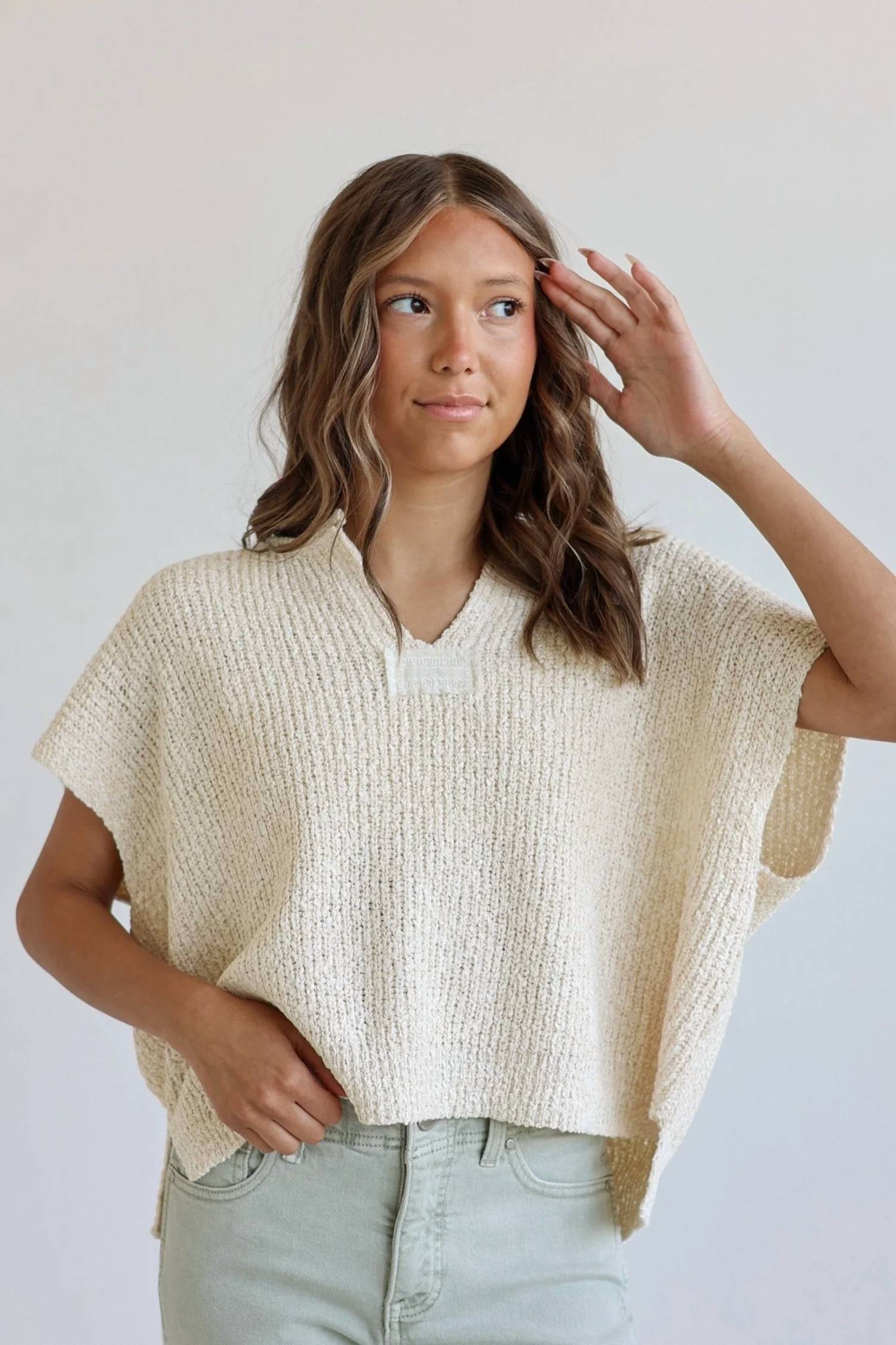 Zenana - Poppy Relaxed Split Neck Lightweight Knit Top