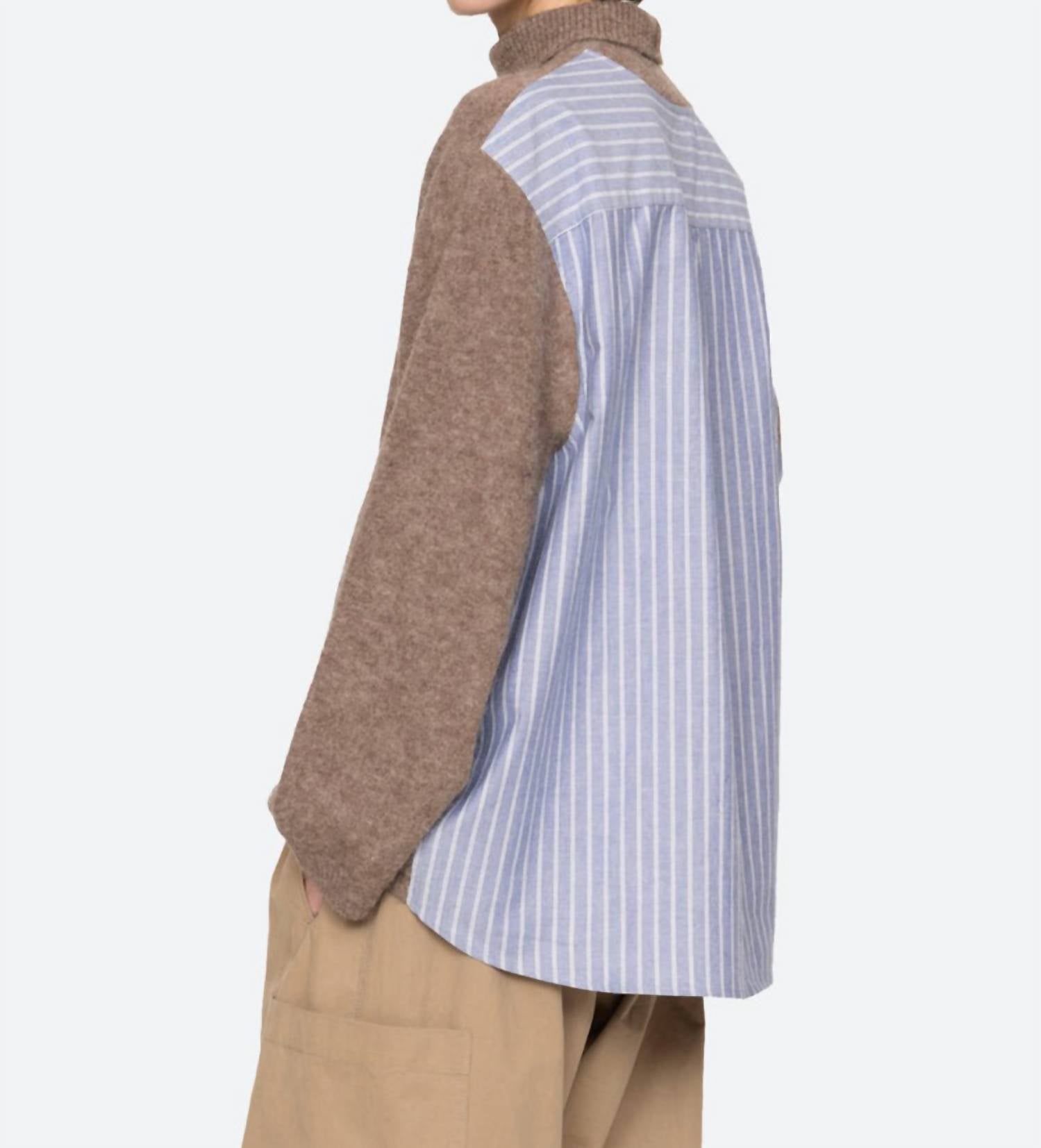 SEA Mallory Turtleneck Sweater in camel multi - women's sweater - alternate view
