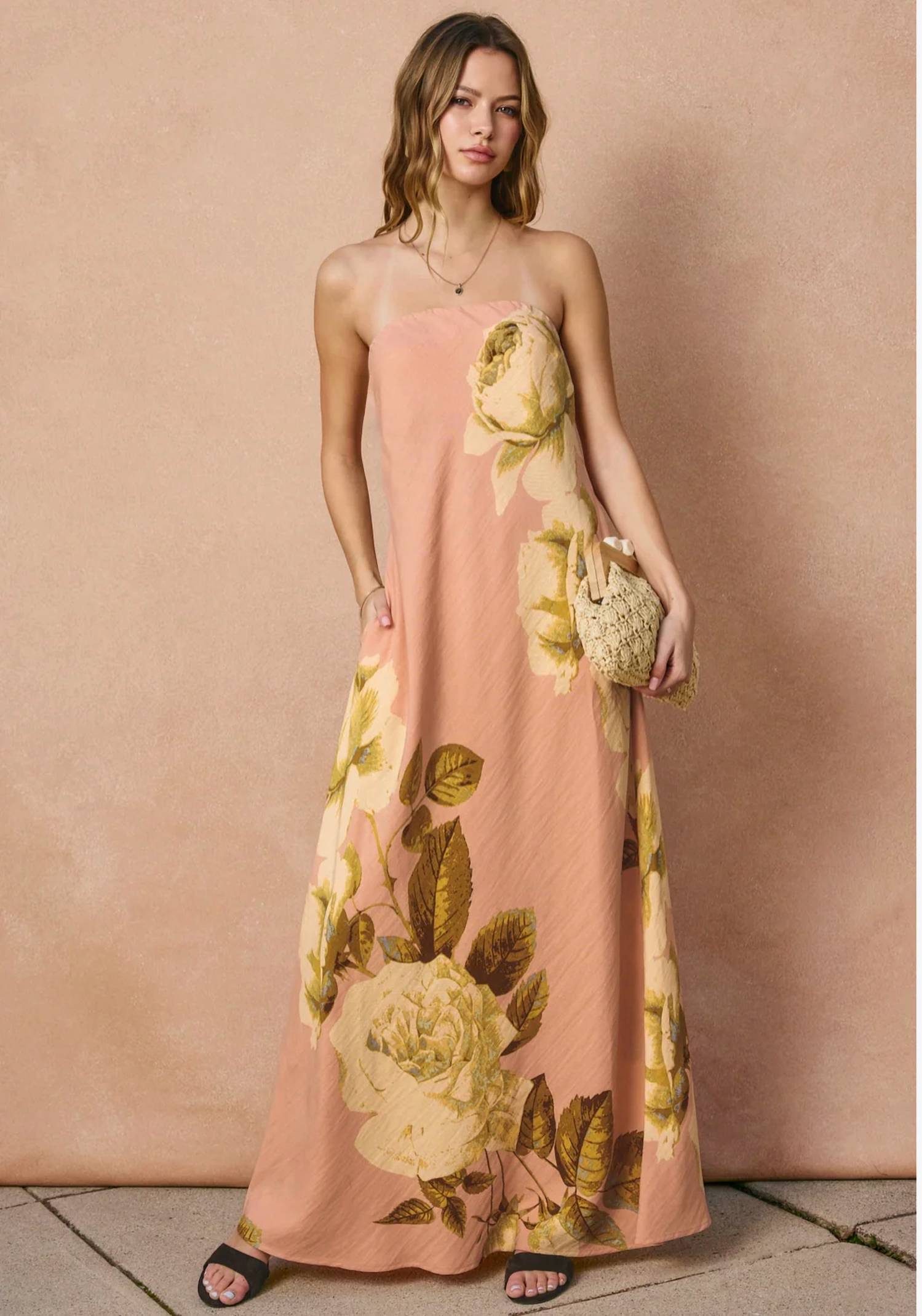 Dress Forum - Strapless Tie Back Maxi Dress