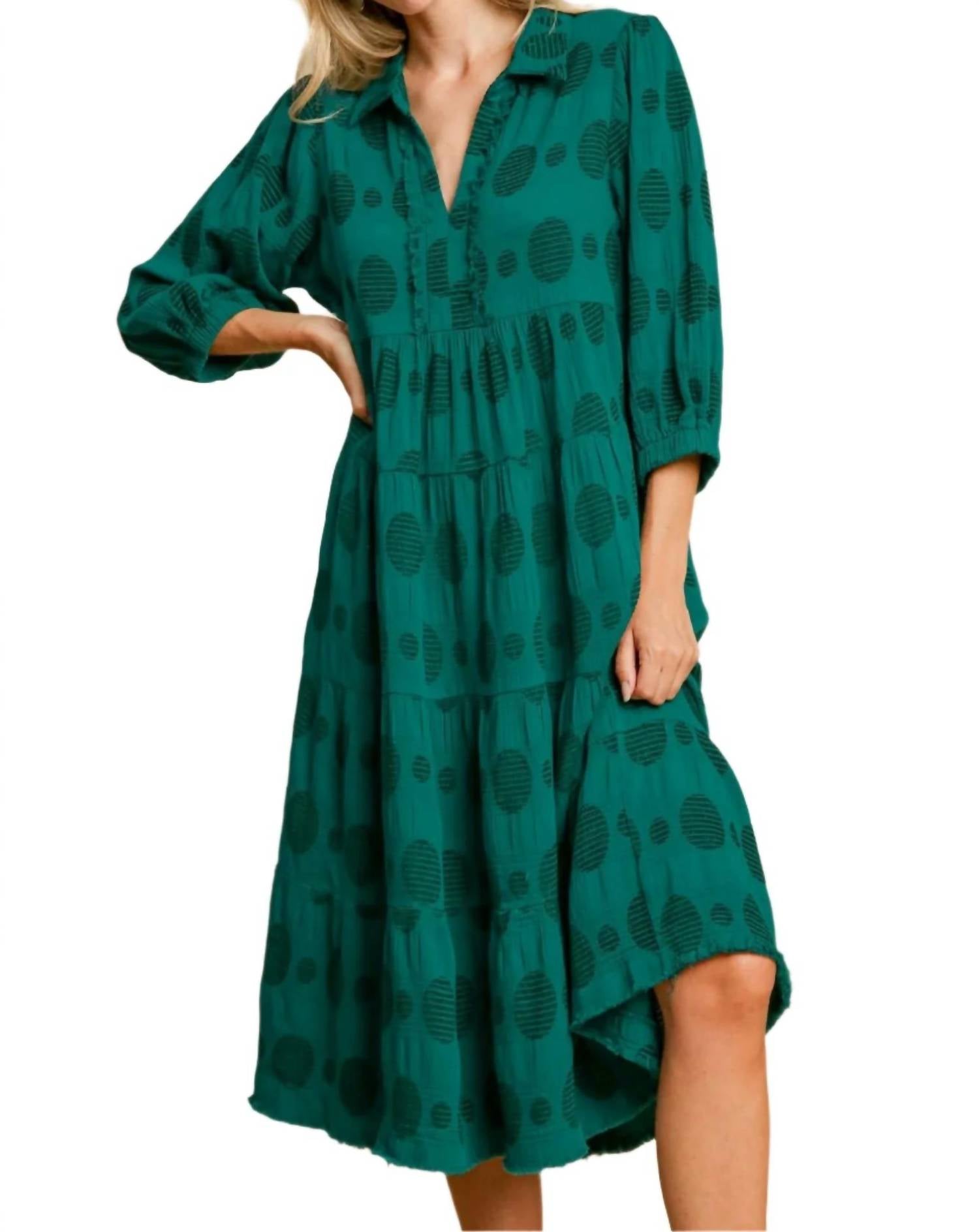 Umgee - Swiss Dot Jacquard Midi Dress