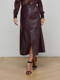 L'Agence - Robin Vegan Leather Midi Skirt
