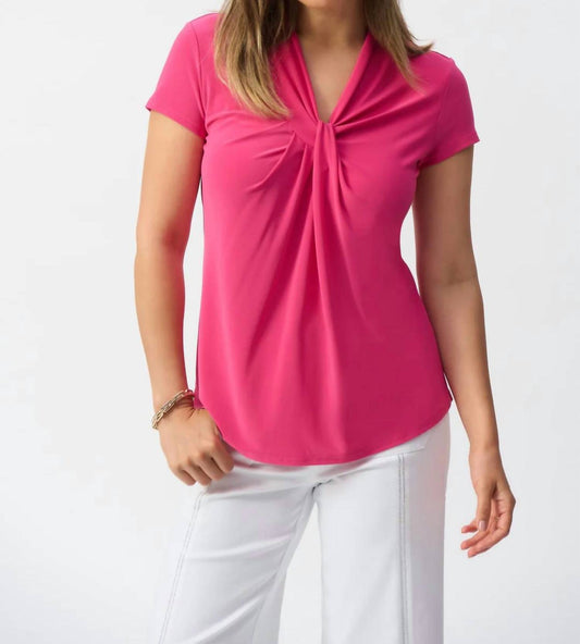 Joseph Ribkoff - Draped V-neckline Short Sleeve Top