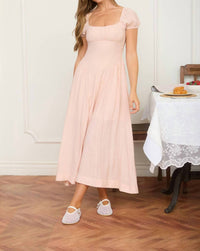 Blu Pepper - Ruched Detail Scoop Neck Midi Dress