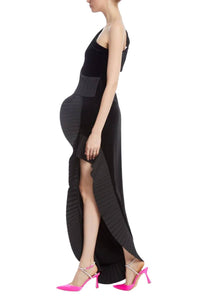 One33 Social - Velvet Asymmetric One-shoulder Neckline Sheath Dress