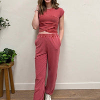 HYFVE 2 Piece Relaxed Fit Duo Top & Pants Set in red - women's sleepwear - view 5