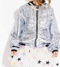 Lola + The Boys - Kid's Emoji Sequin Bomber Jacket
