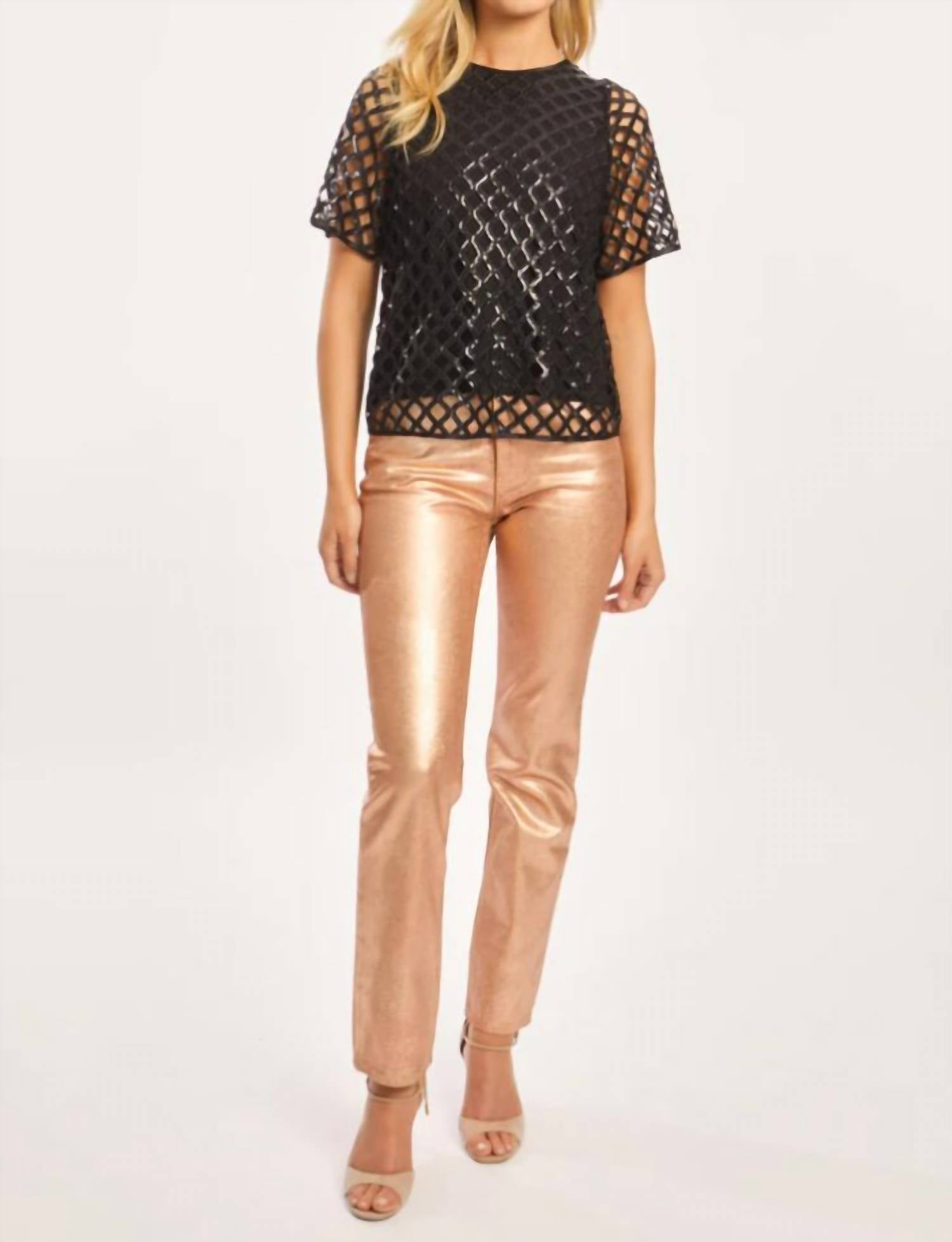 Caballero - Carmen Black Openwork Sequin Top