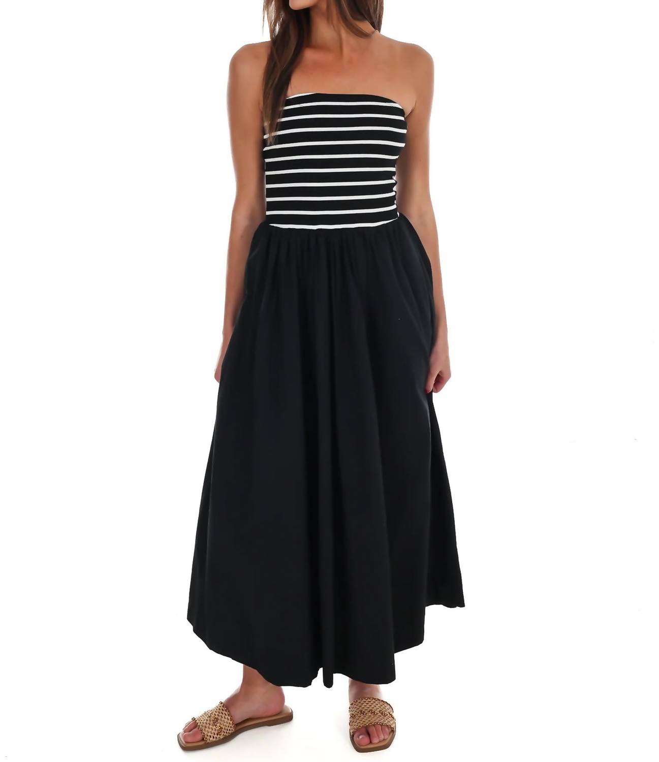 Hyfve - Women's Wanna Know Striped Strapless Midi Dress