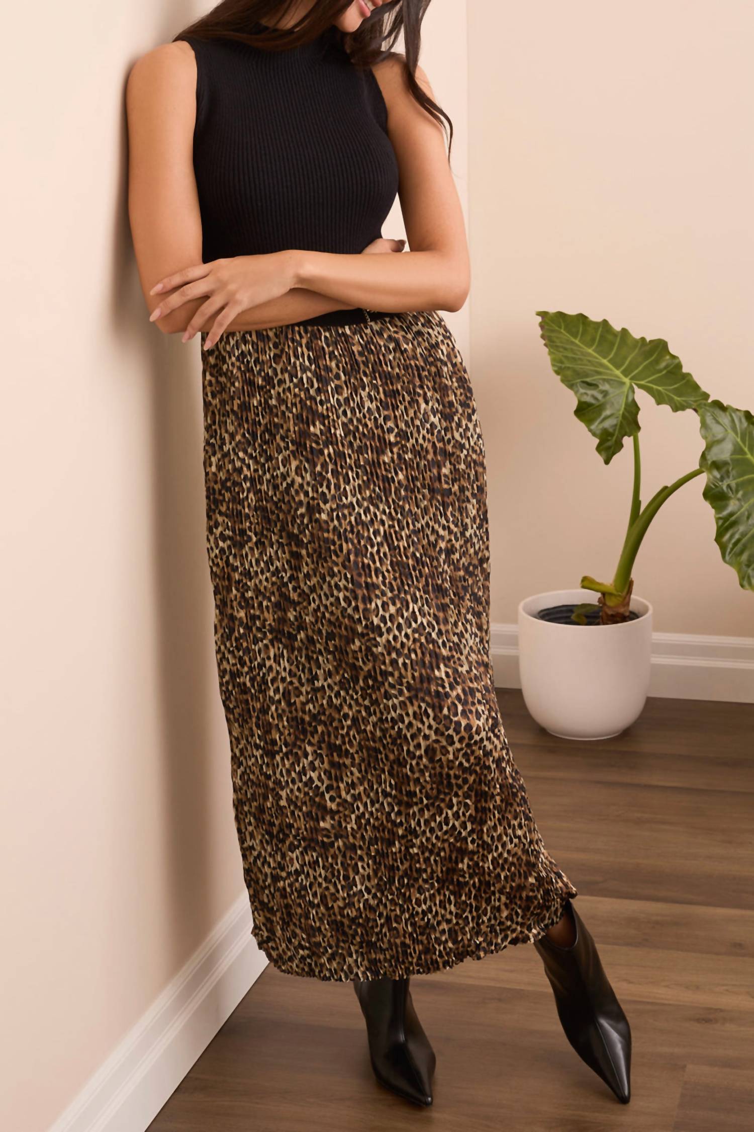 TRIBAL Sleeveless Twofer Maxi Dress in leopard - women's dress - alternate view