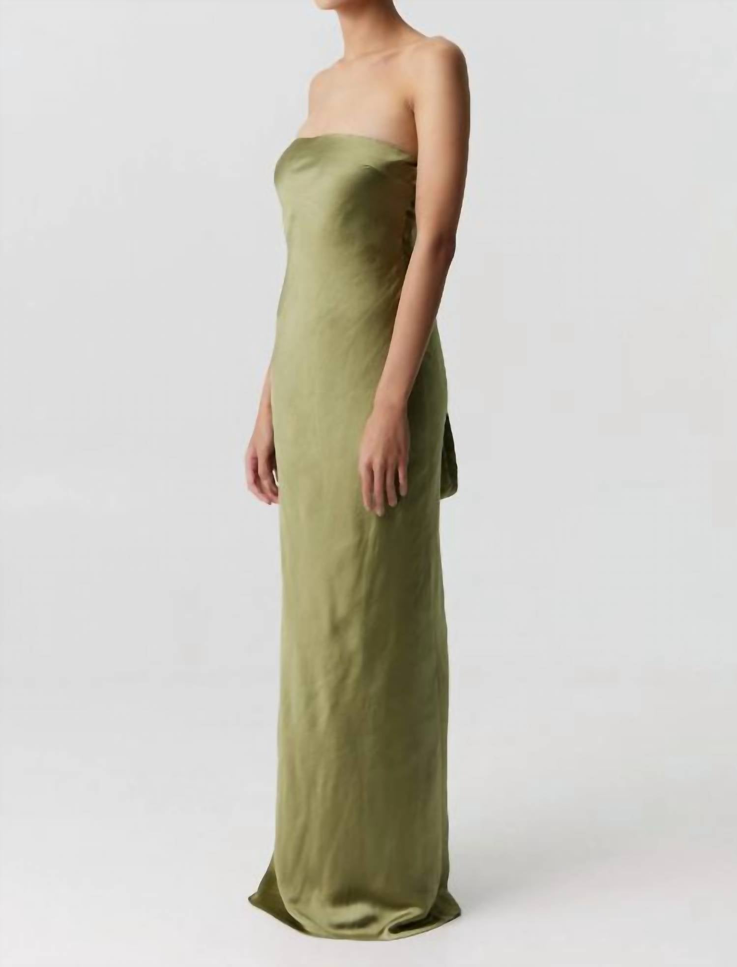 Third Form - Satin Tie Back Strapless Maxi Dress
