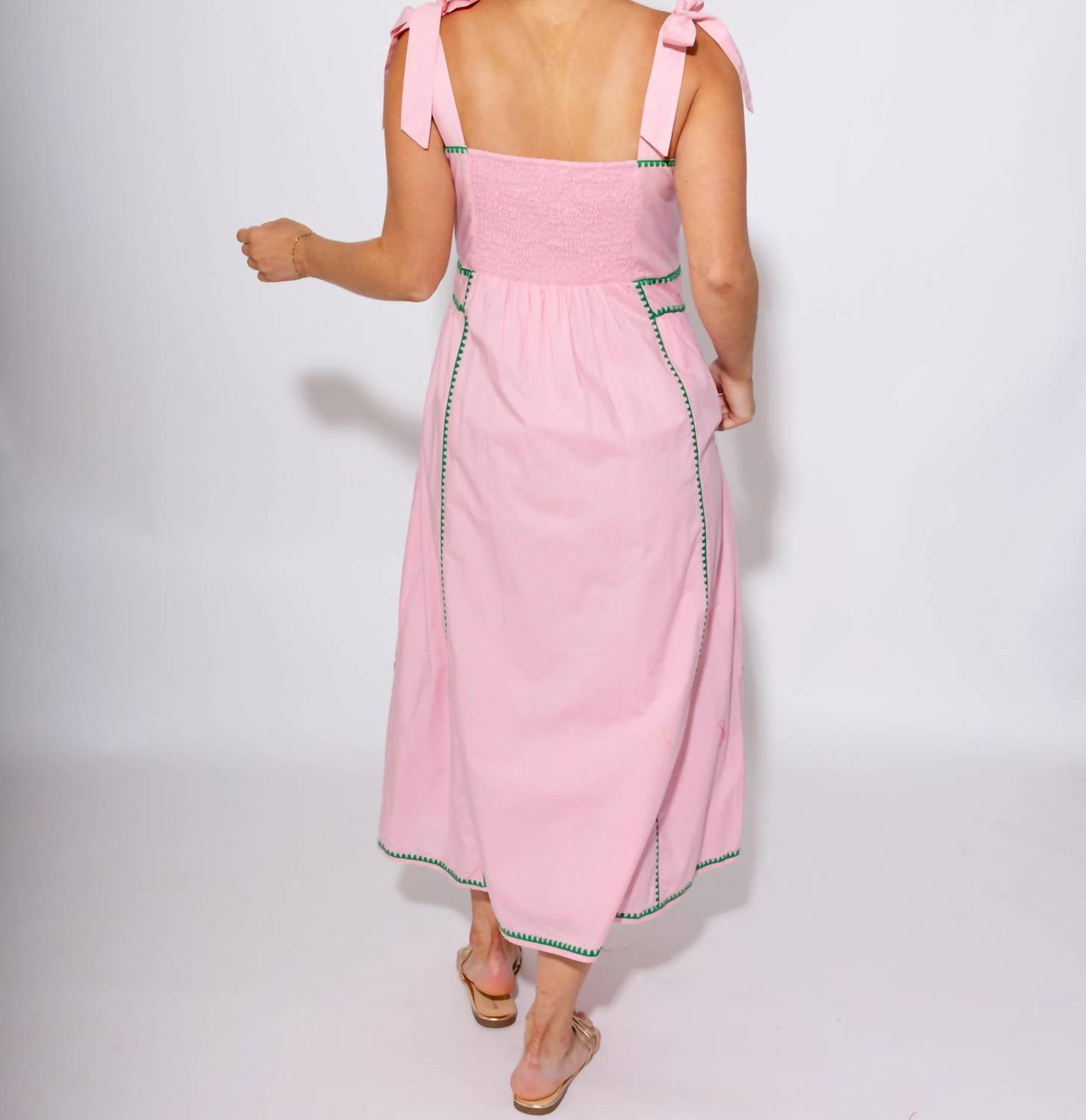 Thml - Embroidered Tie Strap Midi Dress