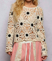 Pol - Westchester Daisy Crochet Boho Crop Top