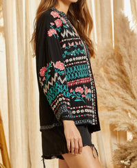 Andree By Unit - Open Front Embroidered Cardigan
