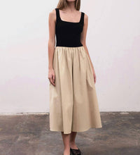 Moon River - Square Neck Crochet Top Mixed Media Dress