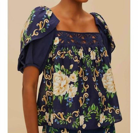 Farm Rio - Flower Tapestry Yoke Blouse