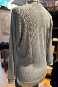 hello nite Women's Smocked Neck Top in beau blue - women's t-shirt - detail view