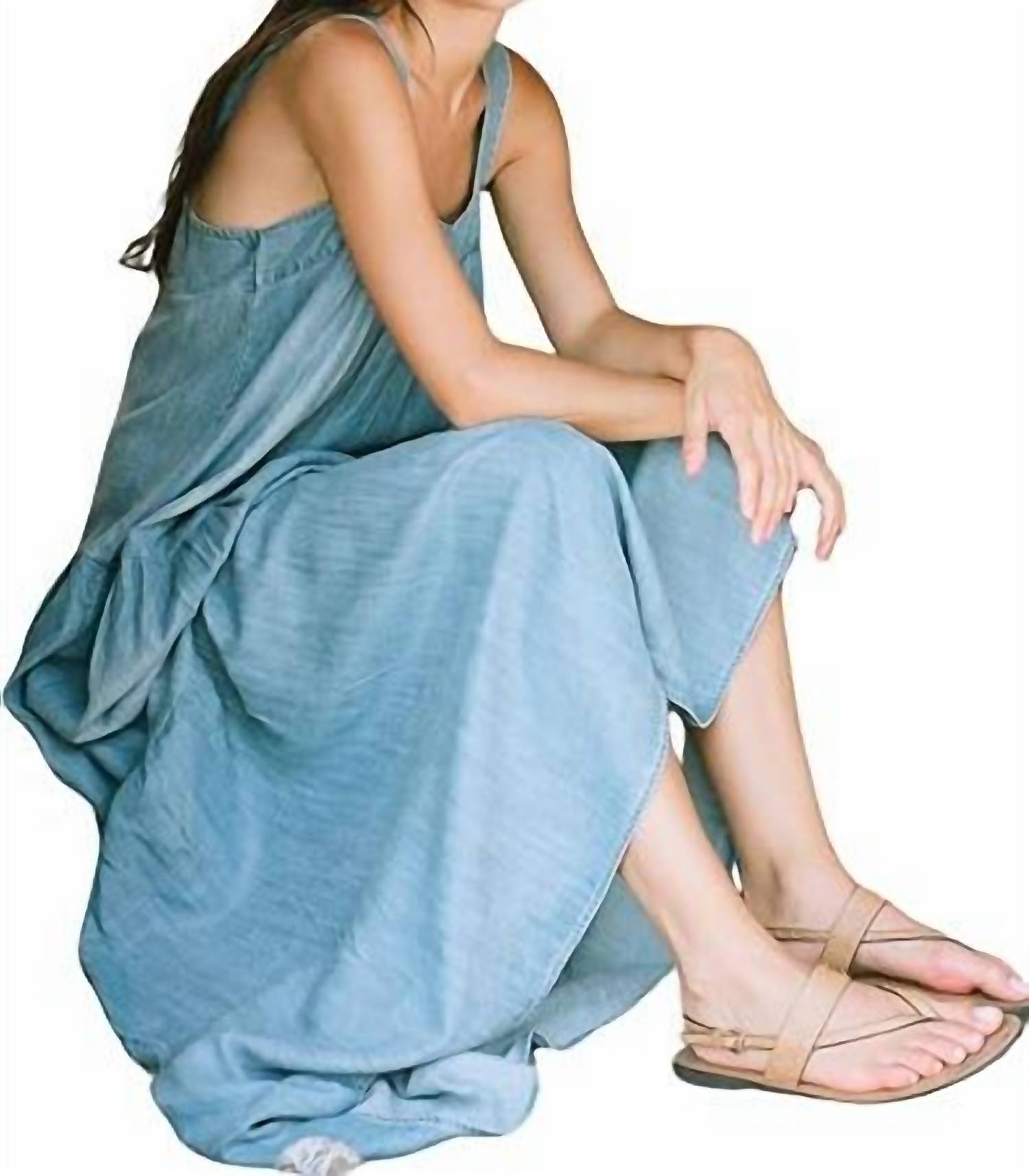 Elan - Wide Tank Straps Tiered Maxi Dress