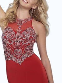 Splash Prom - Long A Line High Neck Rhinestone Dress