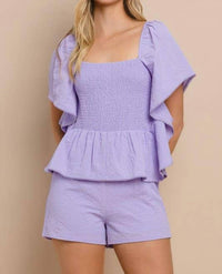 Tcec - Peplum Style Ahort Sleeve Romper