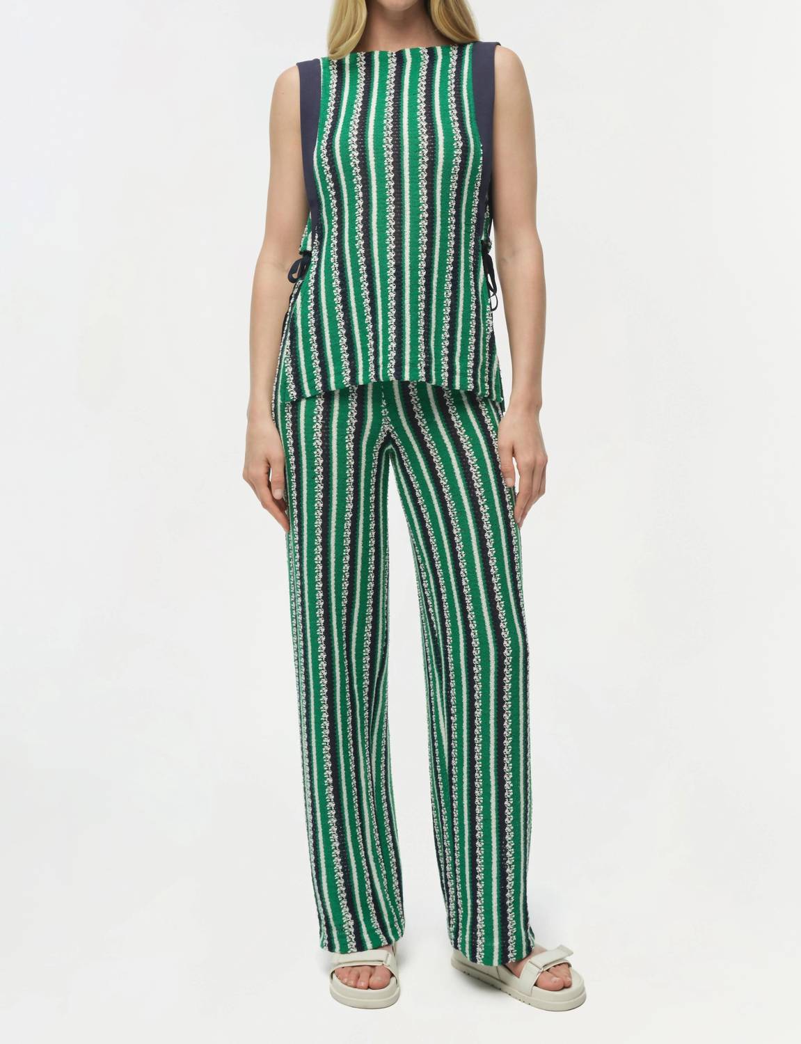 JONATHAN SIMKHAI Melville Knit Top in kelly green stripe - women's tank top