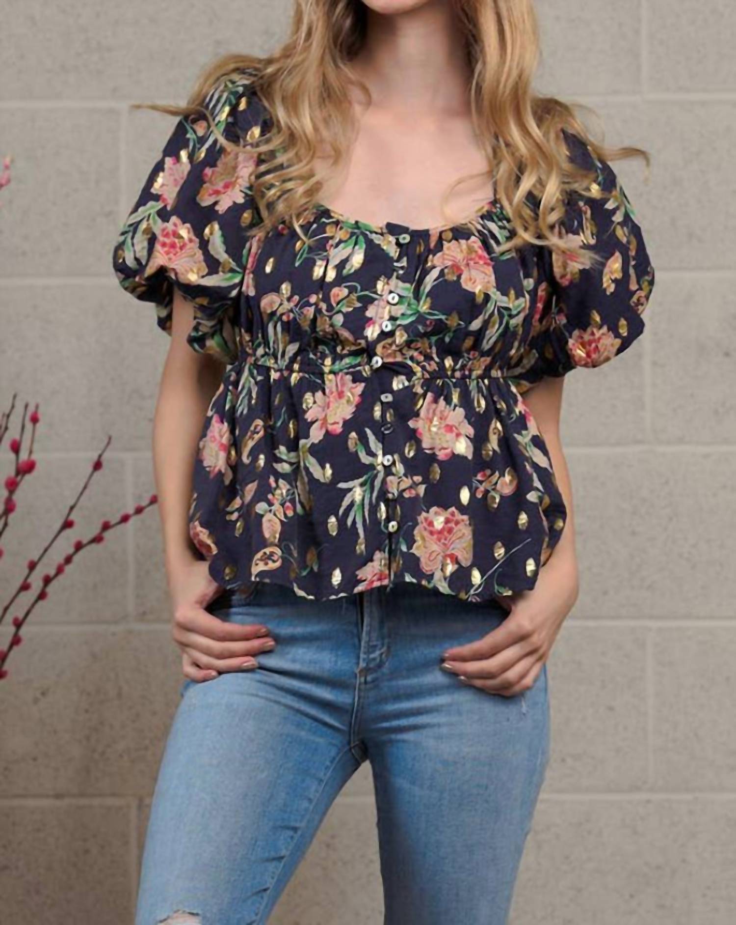 Collective Rack - Floral Puffed Button-down