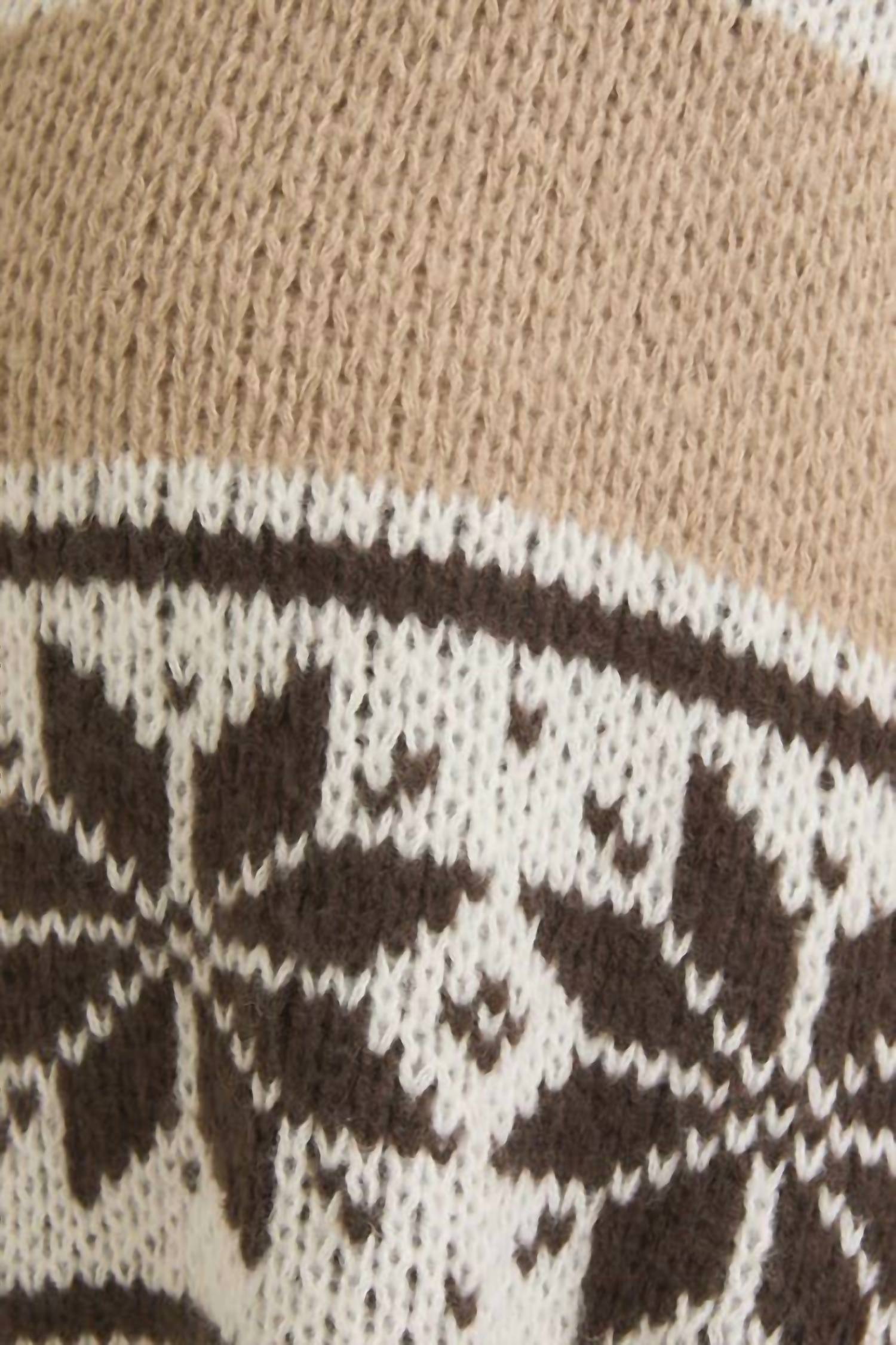 LE LIS Collared Fair Isle Knit Jacket in beige - women's jacket - view 8