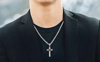 Montana Silversmiths Men's Rope Wrapped Cross Necklace in silver - men's jewelry - alternate view