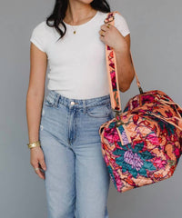 Panache Apparel - Women's Velvet Floral Duffel Bag